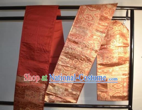 Traditional Japanese Kimono Wedding Wine Red Belts Kimonos Yukata Brocade Waistband for Women