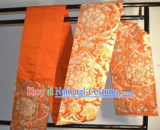 Traditional Japanese Kimono Wedding Orange Belts Kimonos Yukata Brocade Waistband for Women