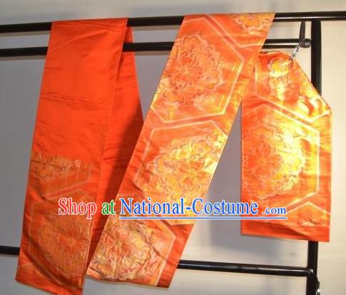 Traditional Japanese Wedding Kimono Red Belts Kimonos Yukata Brocade Waistband for Women