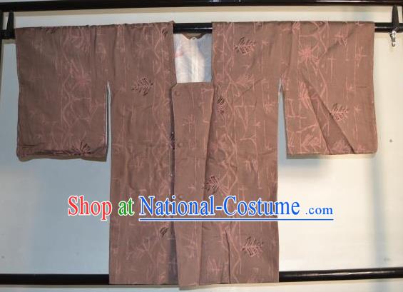 Japanese Traditional Hakama Kimono Japan Brown Haori Shirts Apparel Yukata Costume for Men