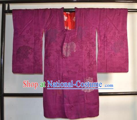 Japanese Traditional Hakama Kimono Japan Purple Haori Shirts Apparel Yukata Costume for Men