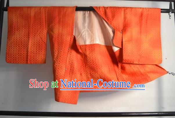 Japanese Traditional Hakama Kimono Japan Orange Haori Shirts Apparel Yukata Costume for Men