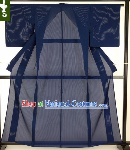 Japanese Traditional Formal Costume Blue Gauze Haori Hakama Kimono Japan Apparel Yukata Costume for Men