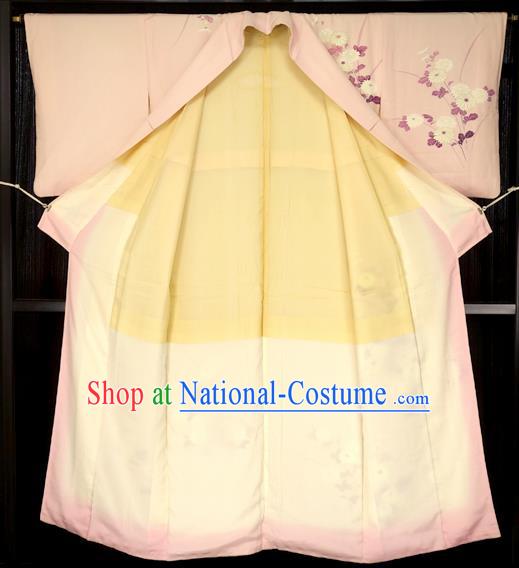 Japan Traditional Palace Iromuji Kimono Pink Furisode Kimonos Yukata Dress Formal Costume for Women