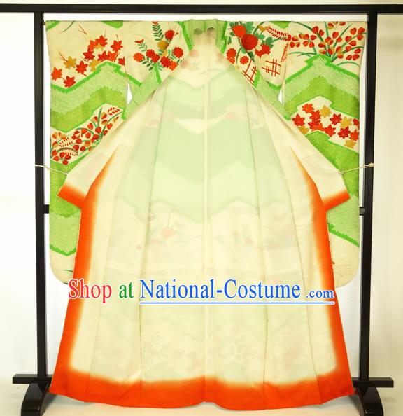 Japan Ancient Empress Printing Furisode Kimonos Traditional Female Yukata Dress Formal Costume for Women