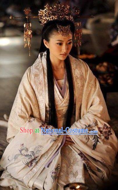 Chinese Ancient Han Dynasty Theatre Princess Hanfu Costume and Headpiece Complete Set