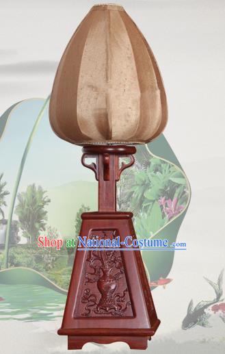 Handmade Traditional Chinese Lantern Desk Lamp Brown Silk Lanern New Year Lantern