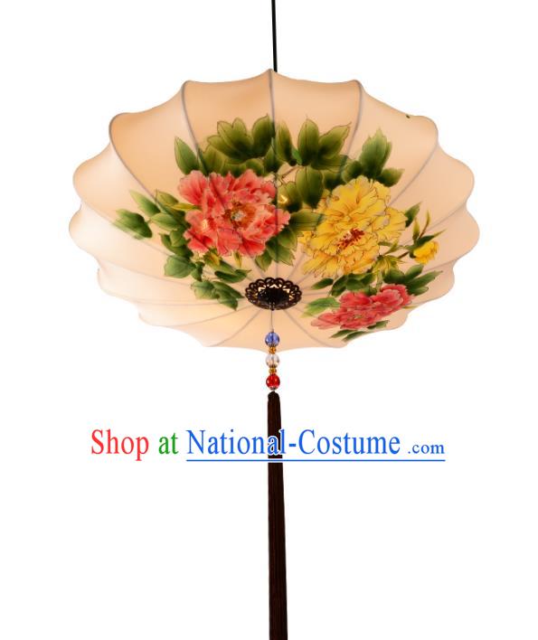 Handmade Traditional Chinese Ancient Lantern Ceiling Lanterns Hand Painting Peony Lanern