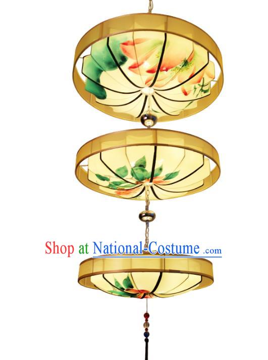 Handmade Traditional Chinese Ancient Lantern Ceiling Lanterns Hand Painting Lotus Lanern