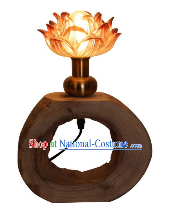 Handmade Traditional Chinese Camphorwood Lantern Desk Lamp Lotus Lanern New Year Lantern