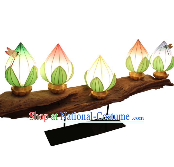 Handmade Traditional Chinese Lotus Lantern Desk Lamp New Year Lantern