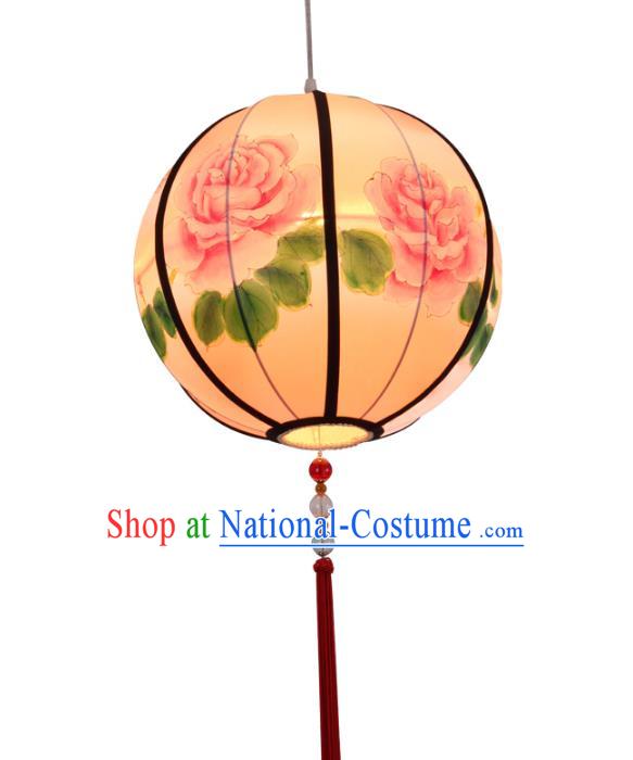 Traditional Chinese Ancient Palace Printing Peony Lantern Ceiling Lanterns Hanging Lanern