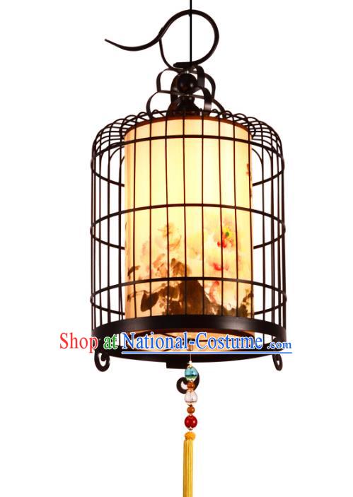 Traditional Chinese Ancient Palace Lantern Iron Birdcage Ceiling Lanterns Hanging Lanern