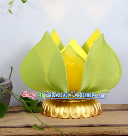 Handmade Traditional Chinese Lantern Green Lotus Desk Lamp Palace Lantern Buddha Lantern