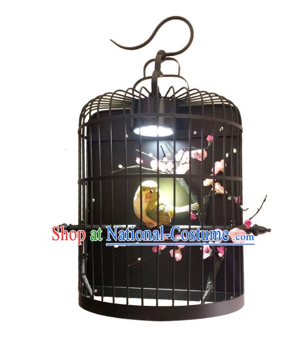 Handmade Traditional Chinese Lantern Birdcage Wintersweet Desk Lamp Palace Lantern