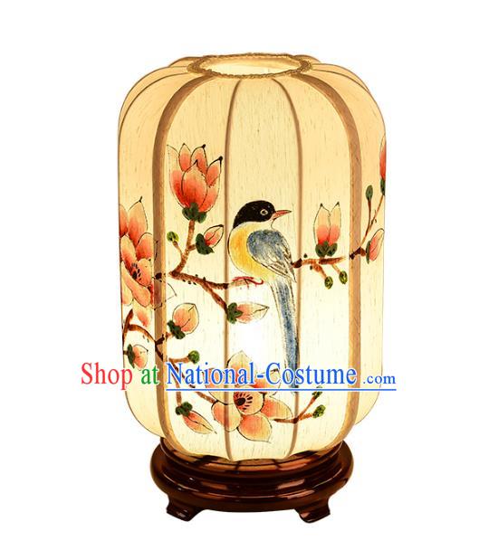 Handmade Traditional Chinese Lantern Hand Painting Flowers Bird Desk Lamp Palace Lantern