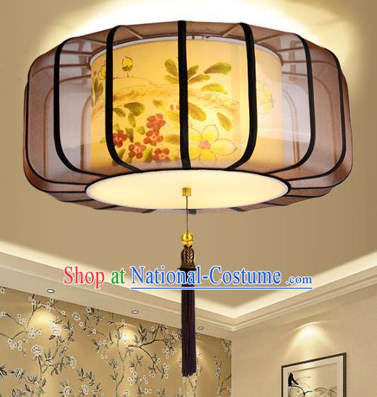 Traditional Chinese Palace Lantern Painting Sheepskin Ceiling Lamp Ancient Lanern