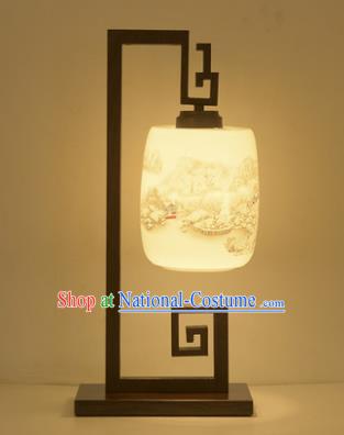 Traditional Asian Chinese Lantern China Ancient Yellow Desk Lamp Electric Palace Lantern