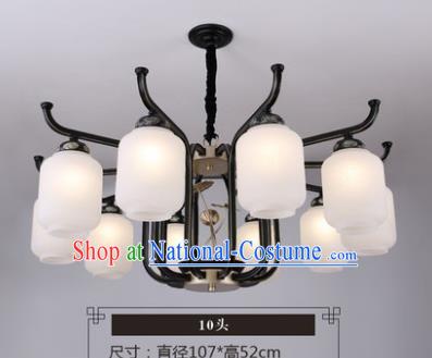 Asian China Traditional Handmade Lantern Ten-Pieces Ceiling Lamp Ancient Palace Lanern