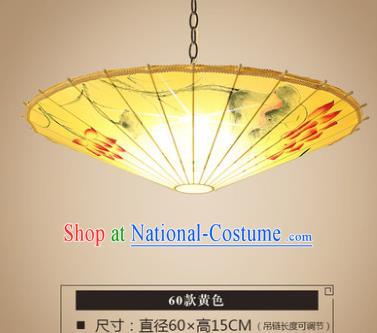 Asian China Traditional Handmade Lantern Printing Lotus Umbrella Ceiling Lamp Ancient Palace Lanern