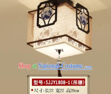 Asian China Traditional Handmade Lantern Blue and White Porcelain Ceiling Lamp Ancient Palace Lanern