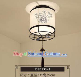 Traditional Chinese Handmade Lantern Classical Ink Painting Peony Ceiling Lamp Ancient Lanern