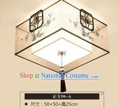 Traditional Chinese Handmade Lantern Classical Bamboo Square Ceiling Lamp Ancient Lanern