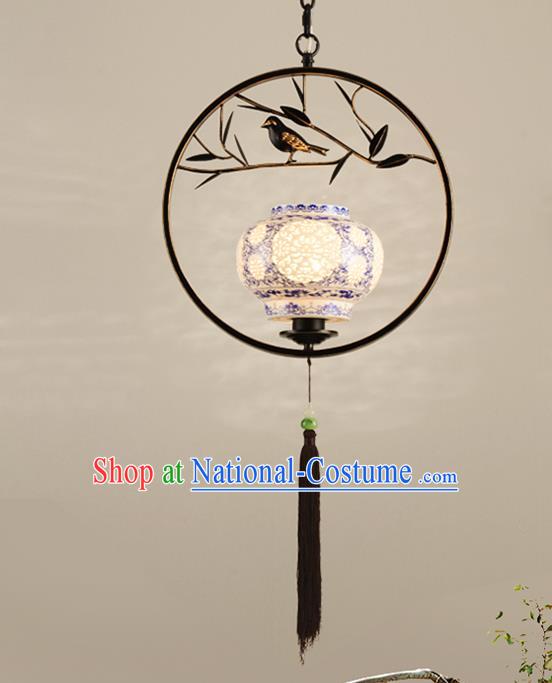 Traditional Chinese Handmade Lantern Classical Ceiling Lamp Ancient Black Frame Hanging Lanern