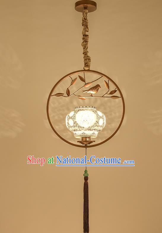 Traditional Chinese Handmade Lantern Classical Ceiling Lamp Ancient Golden Frame Hanging Lanern