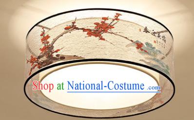 Traditional Chinese Handmade Printing Wintersweet Round Lantern Classical Lamp Ancient Palace Ceiling Lanern