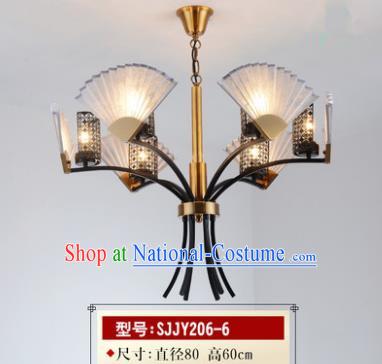 Asian China Traditional Handmade Lantern Sector Ceiling Lamp Ancient Palace Lanern