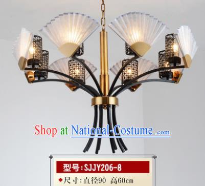 Asian China Traditional Handmade Lantern Sector Ceiling Lamp Ancient Palace Lanern