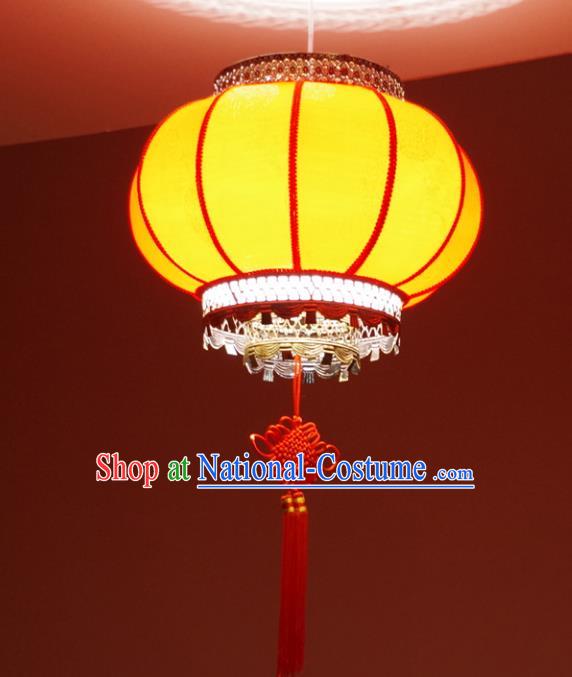 Asian China Traditional Handmade Lantern New Year Yellow Parchment Lanterns Ceiling Lamp Ancient Palace Lanern