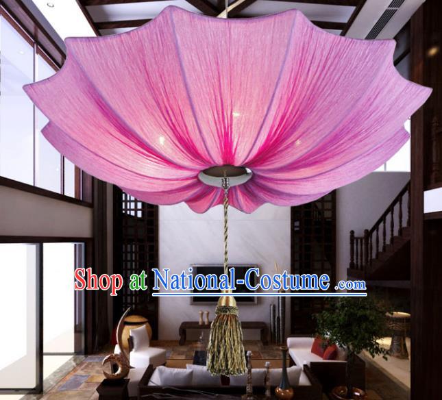 Asian China Traditional Handmade Lantern Red Lotus Umbrella Lanterns Ceiling Lamp Ancient Palace Lanern