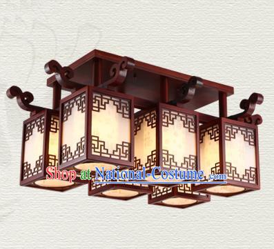 China Traditional Handmade Wood Lantern Six-pieces Palace Lanterns Ceiling Lamp Ancient Lanern