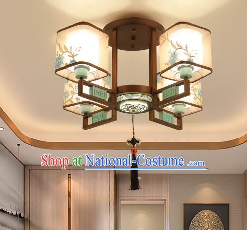 Traditional China Handmade Lantern Ancient Four-pieces Round Lanterns Palace Ceiling Lamp