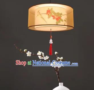 Traditional China Handmade Lantern Ancient Printing Birds Red Flowers Hanging Lanterns Palace Ceiling Lamp