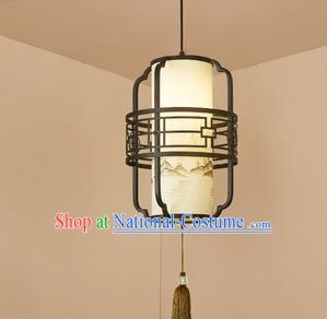 Traditional China Handmade Lantern Ancient Black Frame Hanging Lanterns Palace Ceiling Lamp