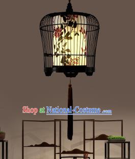 Traditional China Handmade Lantern Ancient Iron Birdcage Hanging Lanterns Palace Ceiling Lamp