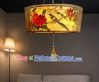 Traditional China Handmade Lantern Ancient Printing Peony Parchment Hanging Lanterns Palace Ceiling Lamp