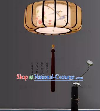 Traditional China Handmade Lantern Ancient Printing Flowers Hanging Lanterns Palace Ceiling Lamp