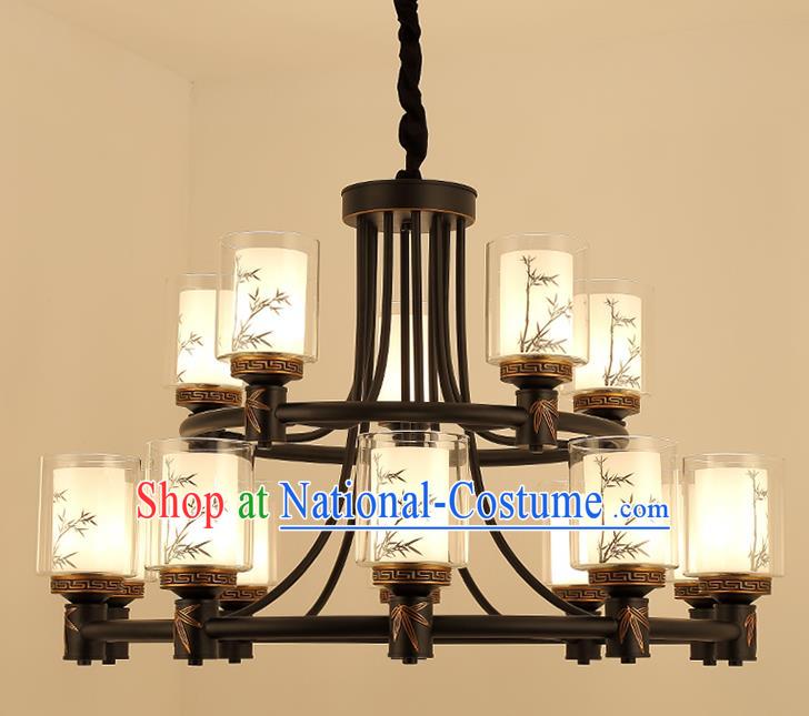 Traditional China Handmade Hanging Lantern Ancient Fifteen-pieces Lanterns Palace Ceiling Lamp