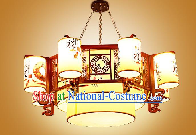 China Traditional Handmade Ancient Wood Printing Lantern Eight-pieces Palace Lanterns Ceiling Lamp