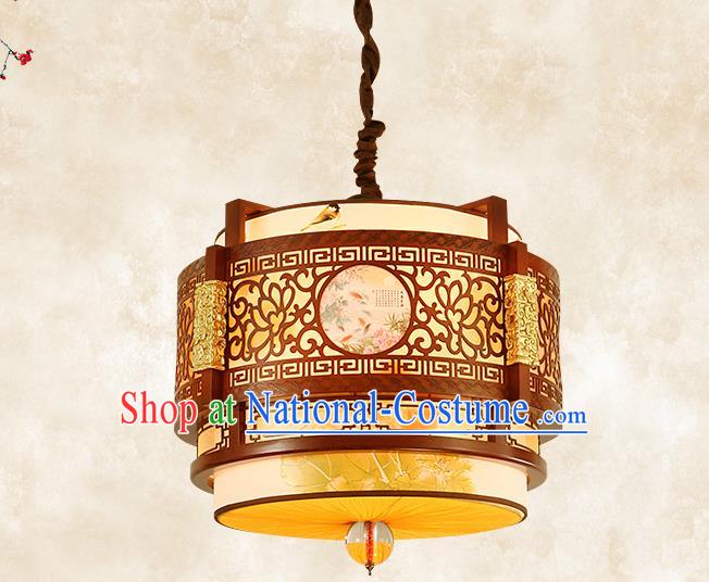 China Traditional Handmade Ancient Printing Lantern Palace Wood Hanging Lanterns Ceiling Lamp