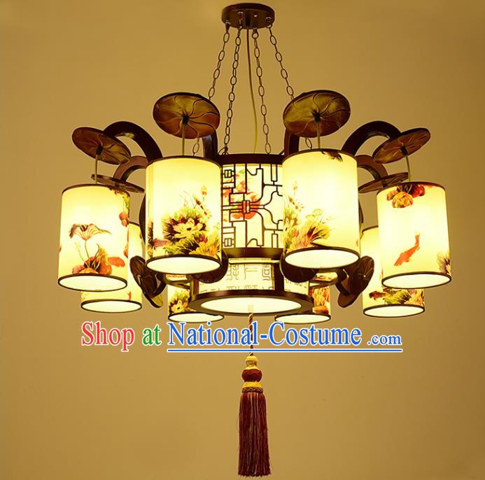 China Traditional Handmade Ancient Eight-pieces Lantern Palace Wood Hanging Lanterns Ceiling Lamp