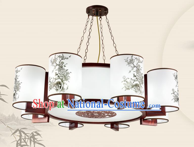 China Traditional Handmade Ancient Eight-pieces Printing Lantern Palace Parchment Hanging Lanterns Ceiling Lamp