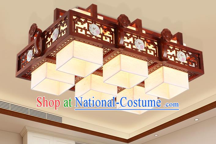 China Traditional Handmade Lantern Ancient Six-pieces Wood Lanterns Palace Ceiling Lamp