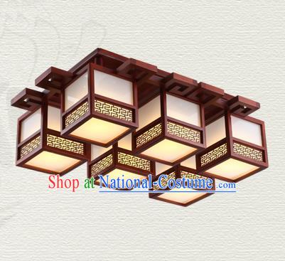 China Traditional Handmade Ancient Wood Lantern Six-pieces Palace Lanterns Ceiling Lamp