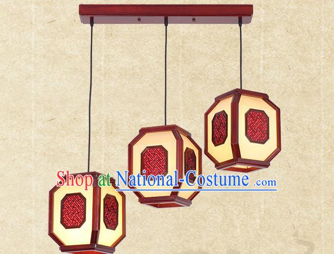 Traditional China Handmade Hanging Lantern Ancient Wood Lanterns Palace Ceiling Lamp