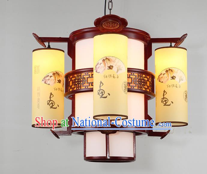 Traditional China Handmade Printing Wood Lantern Ancient Lanterns Palace Ceiling Lamp